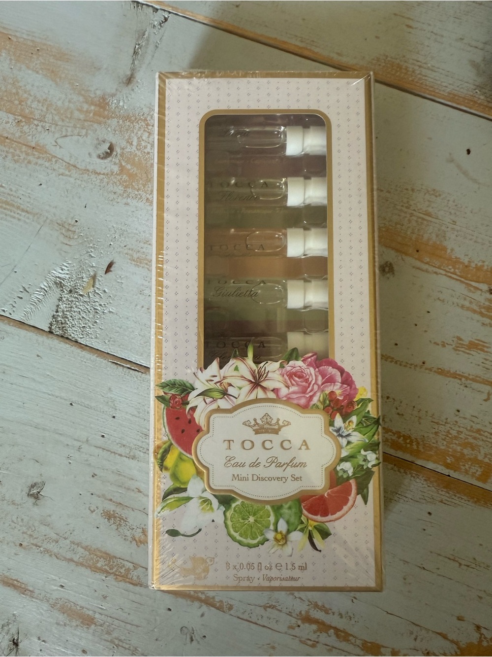 Tocca Assorted Mini Perfume Set in Cream and Gold Packaging